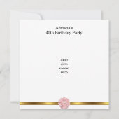ピンクのホワイトパールの花の素晴らしい40歳の誕生日 招待状 (裏面)