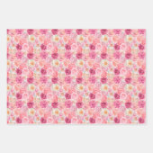 ピンクのホワイトフローラ誕生日のブライダルシャワー ラッピングペーパーシート (正面3)