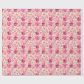 ピンクのホワイトフローラ誕生日のブライダルシャワー ラッピングペーパー (フラット)
