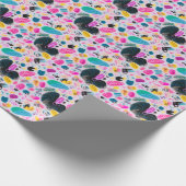 ピンクのホワイトブルーの明るい鮮やかギフトラップビジネス ラッピングペーパー (角)