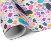 ピンクのホワイトブルーの明るい鮮やかギフトラップビジネス ラッピングペーパー (ロールコーナー)