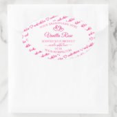 ピンクのホワイトワードクラウドフレーム製品ラベルのハート 楕円形シール (バッグ)