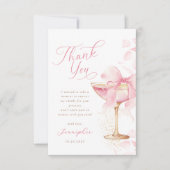 ピンクのボウのランチとバブルリーの感謝カード サンキューカード (正面)