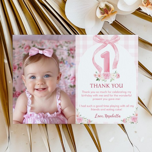 ピンクのボウズ コケッティ バースデー サンクス カード