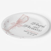 ピンクのボウパールとプロセッコ ブライダルシャワー ペーパープレート (アングル)