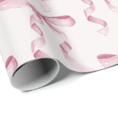 ピンクのボウベイビーまたはブライズシャワー、誕生日パーティー ラッピングペーパー (ロールコーナー)