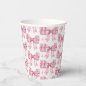 ピンクのボウベイビーまたはブライズシャワー、誕生日パーティー 紙コップ (右)
