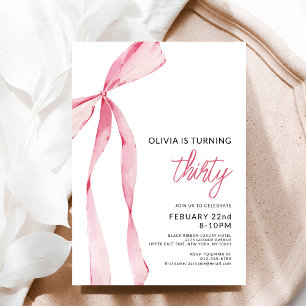 ピンクのボウリボン 誕生日パーティー セレブレーション スクリプト 招待状