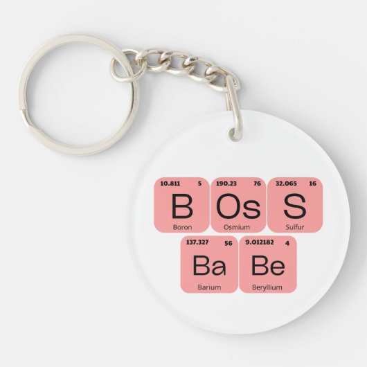 ピンクのボスBabe周期表要素 キーホルダー (正面)