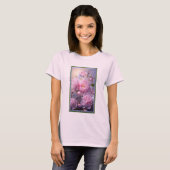 ピンクのボタン+花のTシャツ Tシャツ (正面フル)