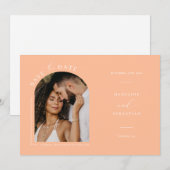 ピンクのボヘミアンスタイルのアーチの写真 QRコード 保存日付 招待状 (正面/裏面)