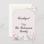 ピンクのボヘミアンスタイル サンキューカード (正面/裏面)