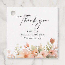 ピンクのボヘミアンフラワー ブライダルシャワー フェイバータグ