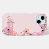ピンクのボヘミアン風の野の花の草原のモノグラム Case-Mate iPhoneケース (裏面 (横))