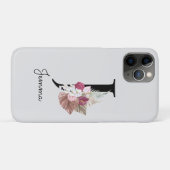 ピンクのボヘミアン風フラワーモノグラム J Case-Mate iPhoneケース (裏面(横))