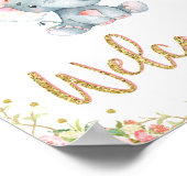 ピンクのボホエレファントベビージャーシャワー歓迎サインデコール ポスター (角)