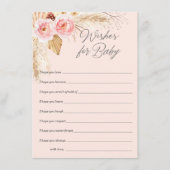 ピンクのボホフローラのススキは赤ちゃんの女の子を願う アドバイスカード (正面)