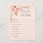 ピンクのボホフローラのススキは赤ちゃんの女の子を願う アドバイスカード (正面/裏面)