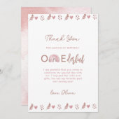 ピンクのボホレインボーは彼女はonederful サンキューカード (正面/裏面)