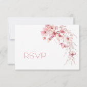 ピンクのボホーな野生の花のRSVP 出欠カード (裏面)
