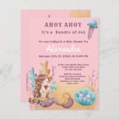 ピンクのボホ人魚、海女の子のベビーシャワーの下 インビテーションポストカード (正面/裏面)