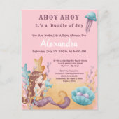 ピンクのボホ人魚、海女の子のベビーシャワーの下 インビテーションポストカード (正面)