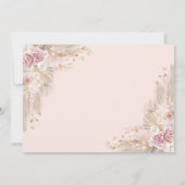 ピンクのボホ フラワー キンセアニエラ 15歳の誕生日写真 招待状 (裏面)