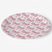 ピンクのボンボン 赤ちゃん歓迎会または結婚前パーティー、誕生日パーティー ペーパープレート (アングル)