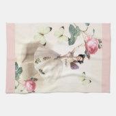 ピンクのボーダーを持つバレリーナの妖精 キッチンタオル (横)