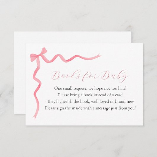 ピンクのボーブックベビーエンクロージャカード 招待状 (正面/裏面)