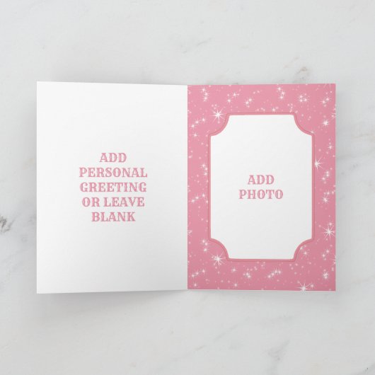 ピンクのポインセチアのカスタムな休日のクリスマスの挨拶 カード (内部)