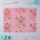 ピンクのポインセチアのカスタムな休日のクリスマスプレゼント 薄葉紙 (クラフト)