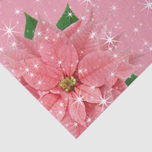 ピンクのポインセチアのカスタムな休日のクリスマスプレゼント 薄葉紙 (詳細)