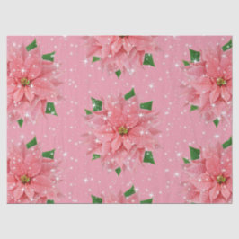 ピンクのポインセチアのカスタムな休日のクリスマスプレゼント 薄葉紙