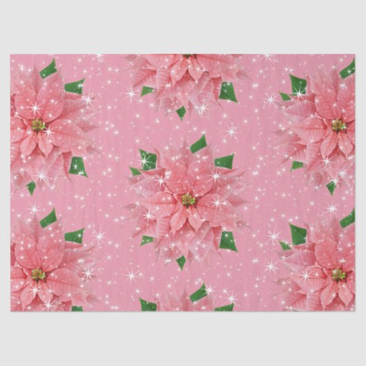 ピンクのポインセチアのカスタムな休日のクリスマスプレゼント 薄葉紙 (正面)