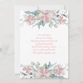 ピンクのポインセチアのクリスマスベビーシャワーガール 招待状 (裏面)