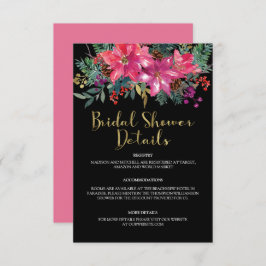 ピンクのポインセチアのクリスマス ブライダルシャワー エンクロージャーカード