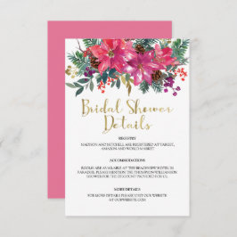 ピンクのポインセチアのクリスマス ブライダルシャワー エンクロージャーカード