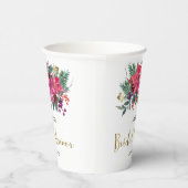 ピンクのポインセチアのクリスマス ブライダルシャワー 紙コップ (右)
