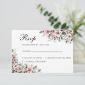 ピンクのポインセチアの花のRSVPカード 出欠カード (スタンド正面)