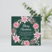 ピンクのポインセチアの花輪　メリークリスマス シーズンカード (スタンド正面)