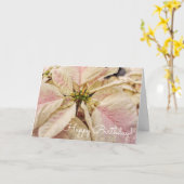 ピンクのポインセチアの12月のバースデー・カード カード (黄色い花)