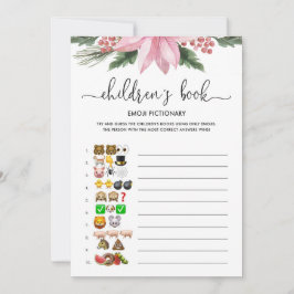 ピンクのポインセチア絵文字の赤ちゃんシャワーゲーム 招待状