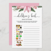 ピンクのポインセチア絵文字の赤ちゃんシャワーゲーム 招待状 (正面/裏面)