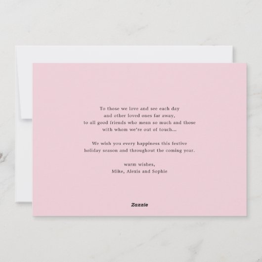 ピンクのポインセティアスChalkboard写真メリークリスマス シーズンカード (裏面)