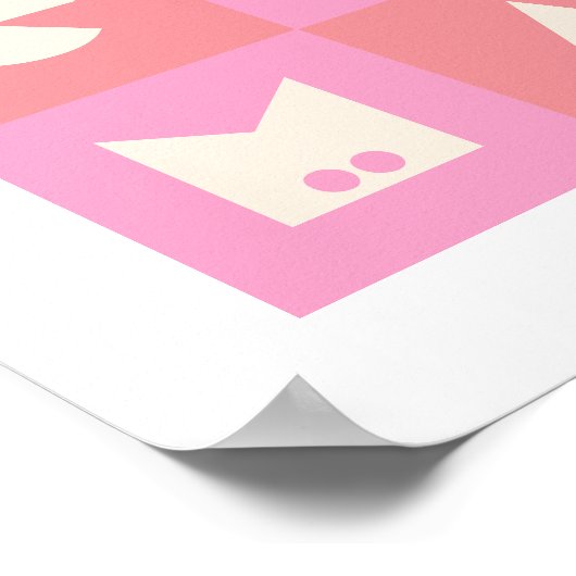 ピンクのポスター子供部屋ウォールアートデコール4文字の名前 ポスター (角)