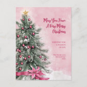 ピンクのポストカードにクリスマスツリー シーズンポストカード (正面)