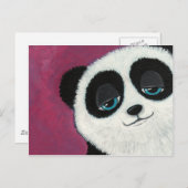 ピンクのポストカードに可愛いパンダ ポストカード (正面/裏面)