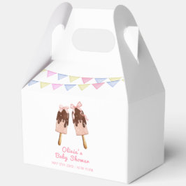 ピンクのポッシクルボウアイスクリームベビーシャワー フェイバーボックス