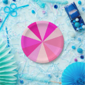 ピンクのポップアートのモダン60sファンキーで幾何学的な光線 ペーパープレート (パーティー)